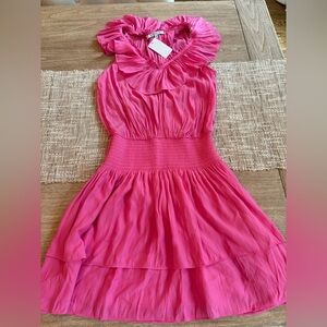 Ramy Brook Fuchsia Ruffle Mini Dress XS